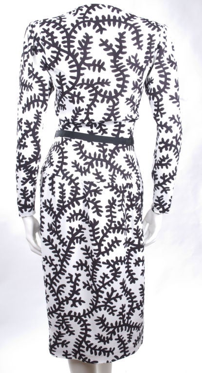 Vintage 80's Yves Saint Laurent Dress in Black and White. For Sale 2