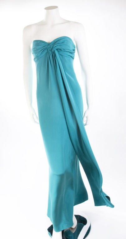 Blue 1987 Yves Saint Laurent Evening Gown For Sale