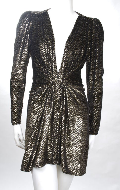 Women's 1970's Givenchy Gold Velvet Mini Dress