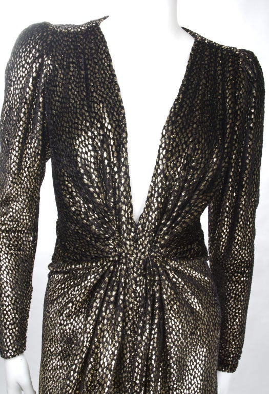 1970's Givenchy Gold Velvet Mini Dress 1