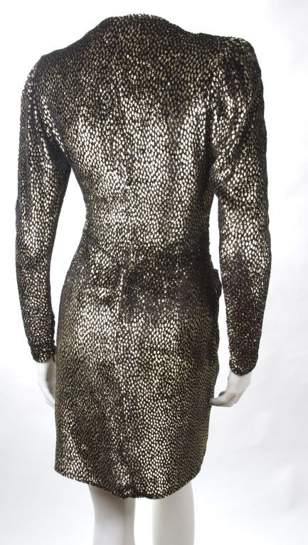 1970's Givenchy Gold Velvet Mini Dress 4
