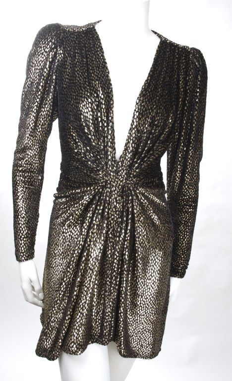 1970's Givenchy Gold Velvet Mini Dress 7