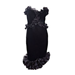 Vintage 1987 Yves Saint Laurent Strapless Black Velvet Cocktail Dress 
