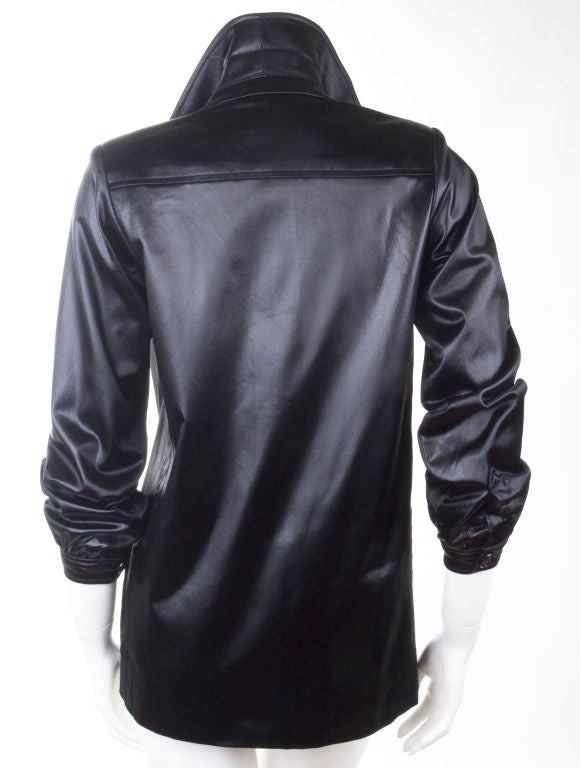 1974 Vintage Yves Saint Laurent Black Satin Jacket For Sale 1