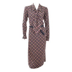 1975 Haute Couture Yves Saint Laurent Check Silk Dress