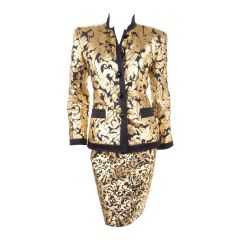 80's Yves Saint Laurent Gold Print Suit