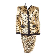 80's Yves Saint Laurent Gold Print Suit 4