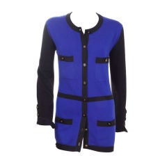 1995 Chanel Royal Blue Cashmere Knit Jacket