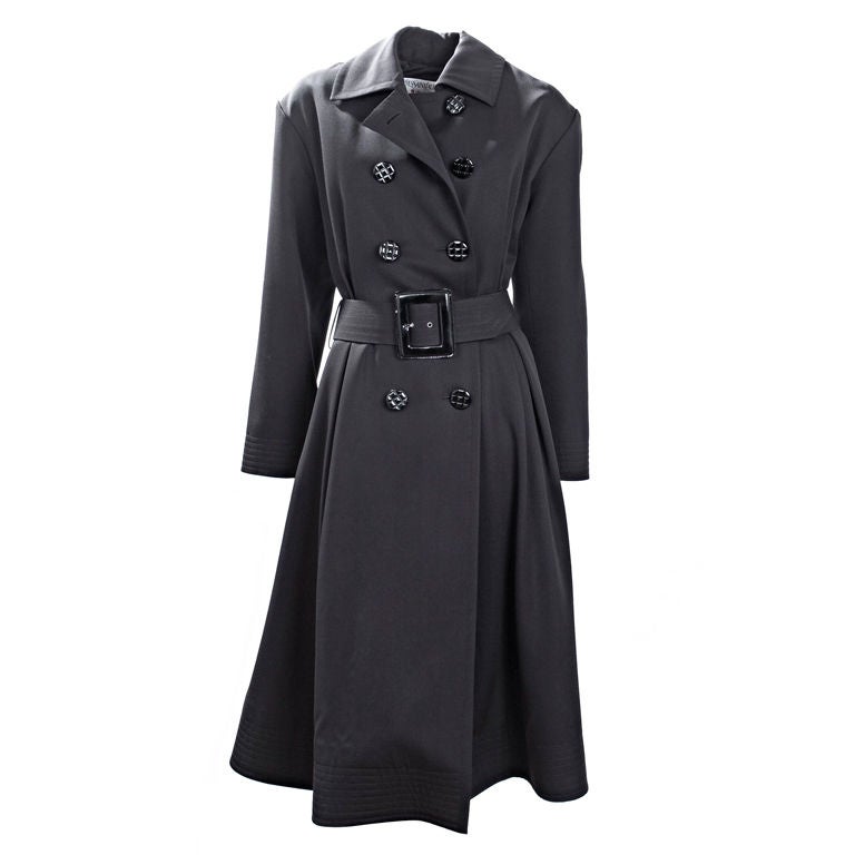 Vintage 80's Yves Saint Laurent Coat In Black For Sale