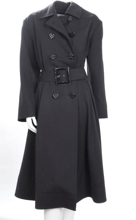 Women's Vintage 80's Yves Saint Laurent Coat In Black For Sale