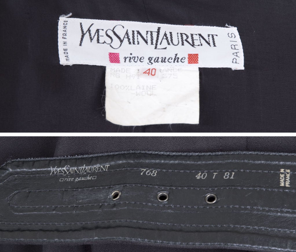 Vintage 80's Yves Saint Laurent Coat In Black For Sale at 1stdibs