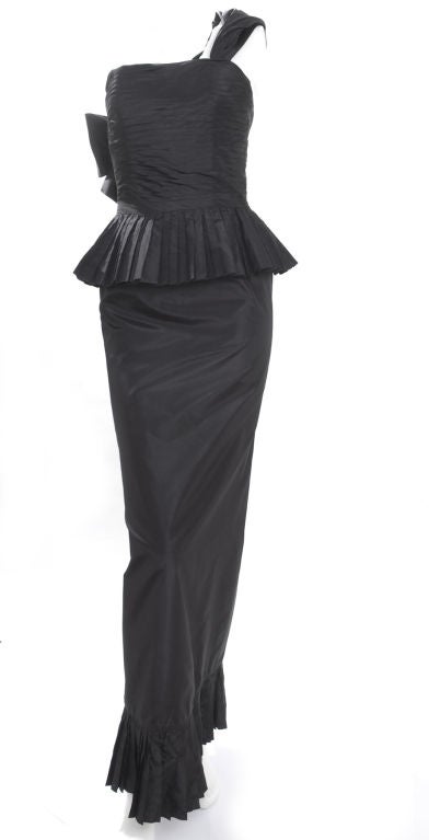 Women's Vintage 1986 Black Chanel Boutique Silk Gown For Sale