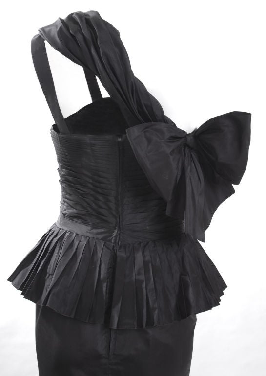 Vintage 1986 Black Chanel Boutique Silk Gown For Sale 2