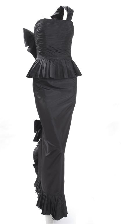 Vintage 1986 Black Chanel Boutique Silk Gown For Sale 3