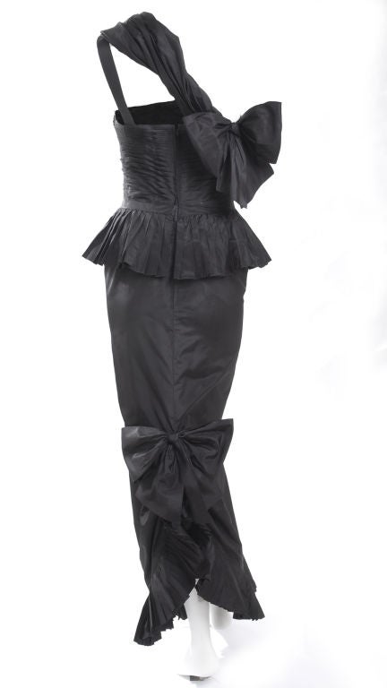 Vintage 1986 Black Chanel Boutique Silk Gown For Sale 4
