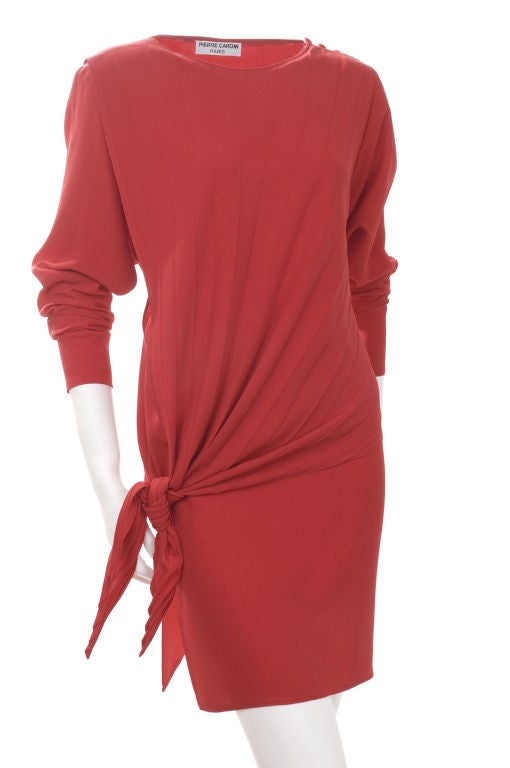70's Bright Red Pierre Cardin Dress For Sale 1
