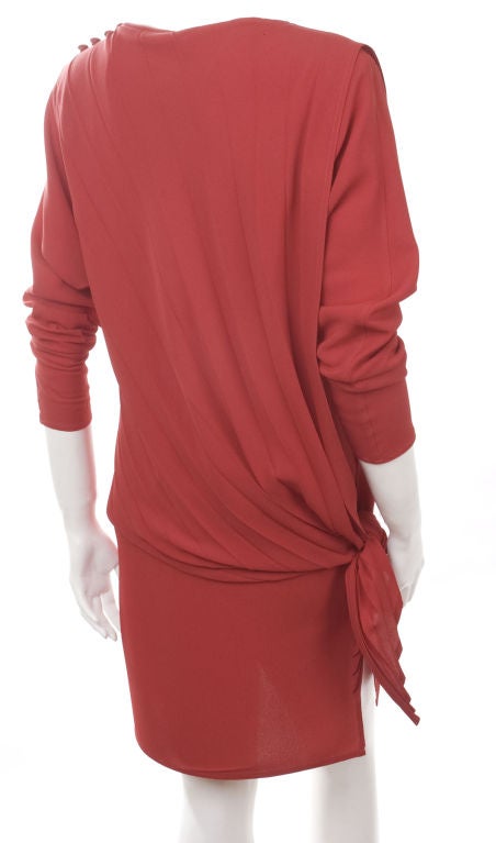 70's Bright Red Pierre Cardin Dress For Sale 3