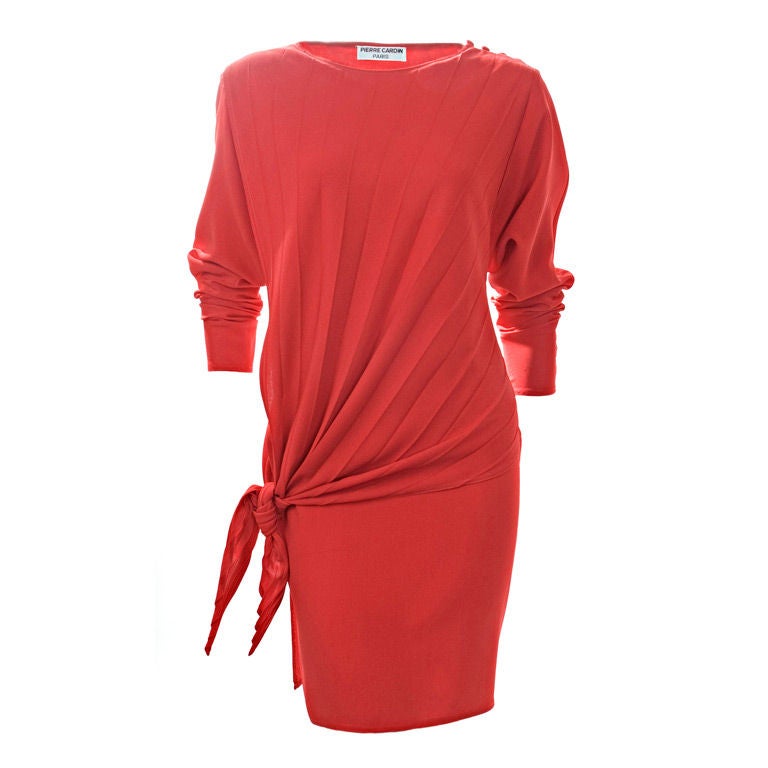 70's Bright Red Pierre Cardin Dress For Sale