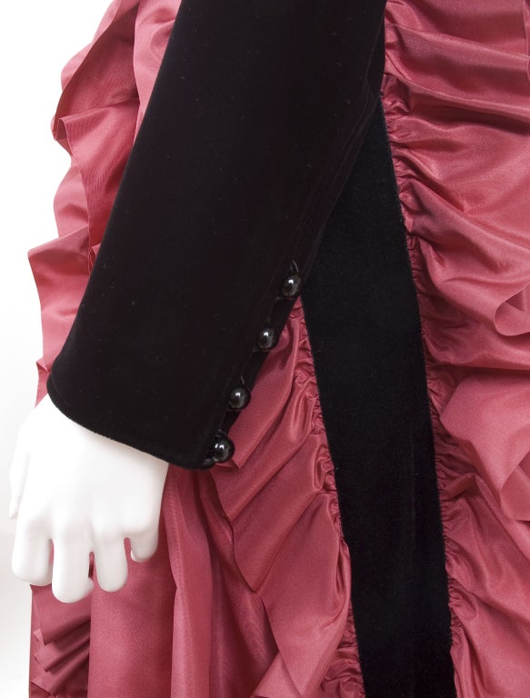 Vintage 80's Yves Saint Laurent Evening Skirt and Velvet Top Ensemble For Sale 1