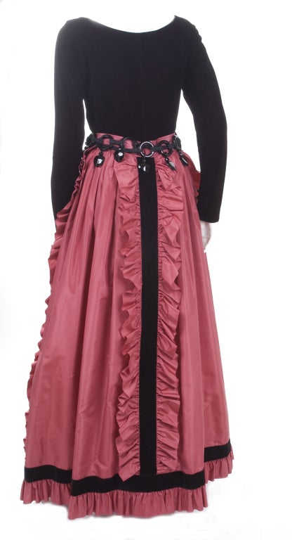 Vintage 80's Yves Saint Laurent Evening Skirt and Velvet Top Ensemble For Sale 2