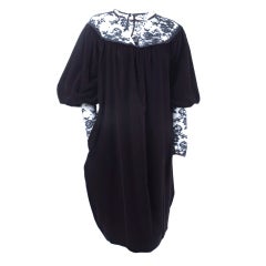 1982 Yves Saint Laurent Black Velvet and Black Lace Balloon Dress 11