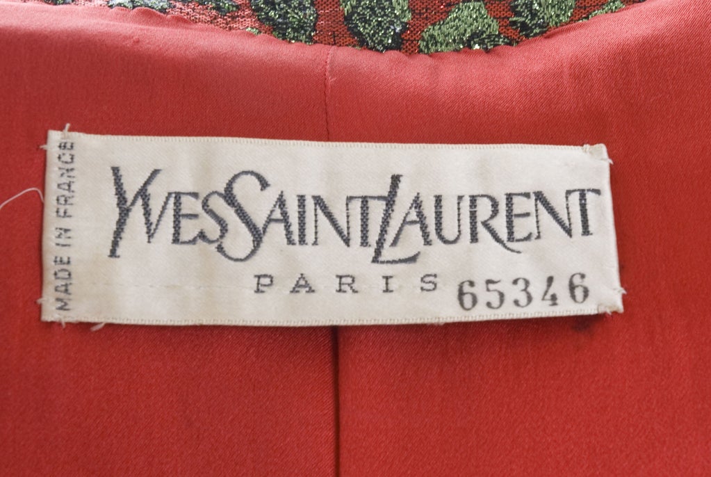 80's Vintage Yves Saint Laurent HAUTE COUTURE Brocade Suit For Sale 4