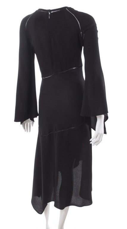 1971 Ossie Clark Black Dress with Hemstitch Seams For Sale 3