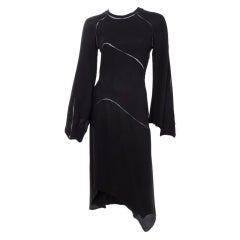 1971 Ossie Clark Black Dress with Hemstitch Seams