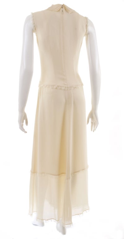Vintage 80's Chloe Dress with Jacket in Ivory Silk For Sale 1