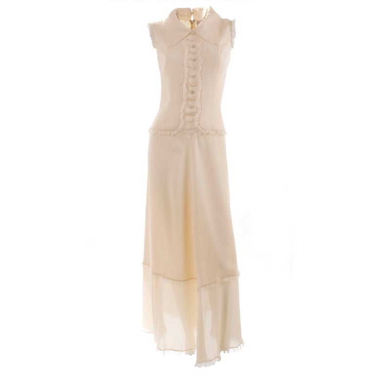 Vintage 80's Chloe Dress with Jacket in Ivory Silk For Sale