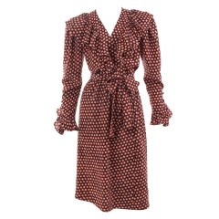 80
s Yves Saint Laurent Silk Wrap Dress.