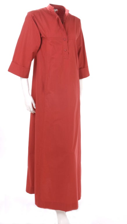 Red Vintage 1971 Yves Saint Laurent Moroccan Inspired Cotton Maxi Dress For Sale
