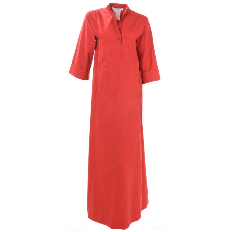 Vintage 1971 Yves Saint Laurent Moroccan Inspired Cotton Maxi Dress For Sale