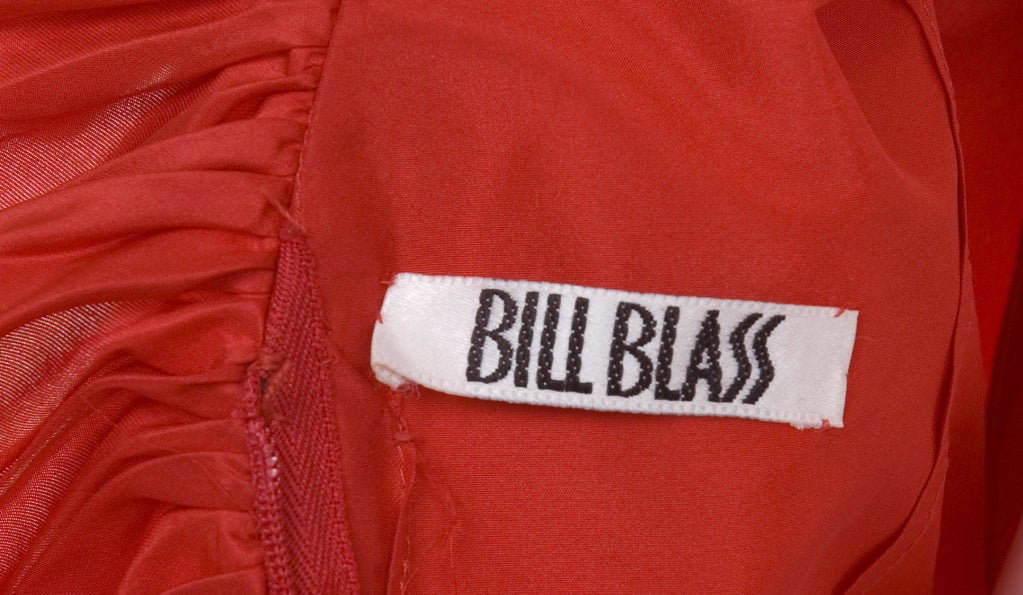 80's Vintage Bill Blass Couture Red Silk Taffeta Dress Beautiful Back Detail For Sale 4