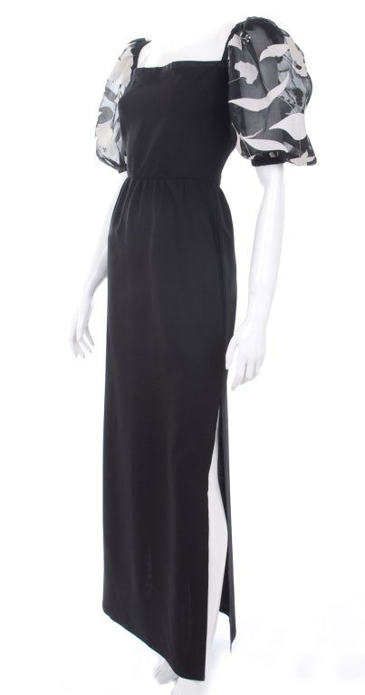 Women's Vintage Scherrer Boutique Maxi Dress with Organza Applique Sleeves  For Sale