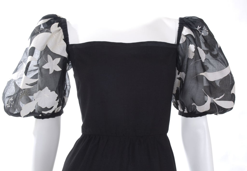 Vintage Scherrer Boutique Maxi Dress with Organza Applique Sleeves  For Sale 2