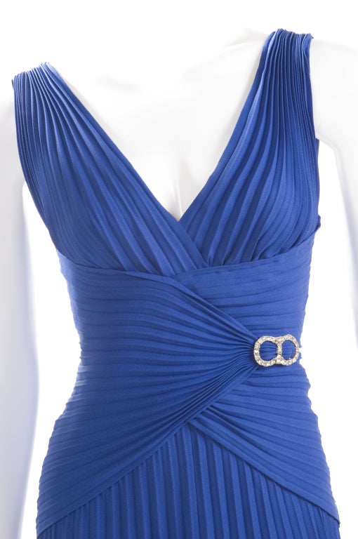 Women's Vintage Loris Azzaro Royal Blue Evening Gown For Sale