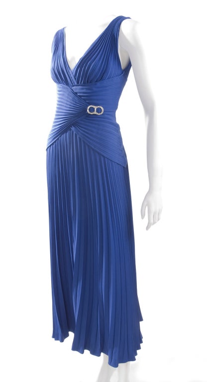 Vintage Loris Azzaro Royal Blue Evening Gown For Sale 2