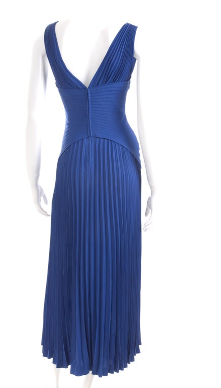 Vintage Loris Azzaro Royal Blue Evening Gown For Sale 3