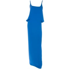 1983 Vintage Galanos Royal Blue Silk Evening Dress