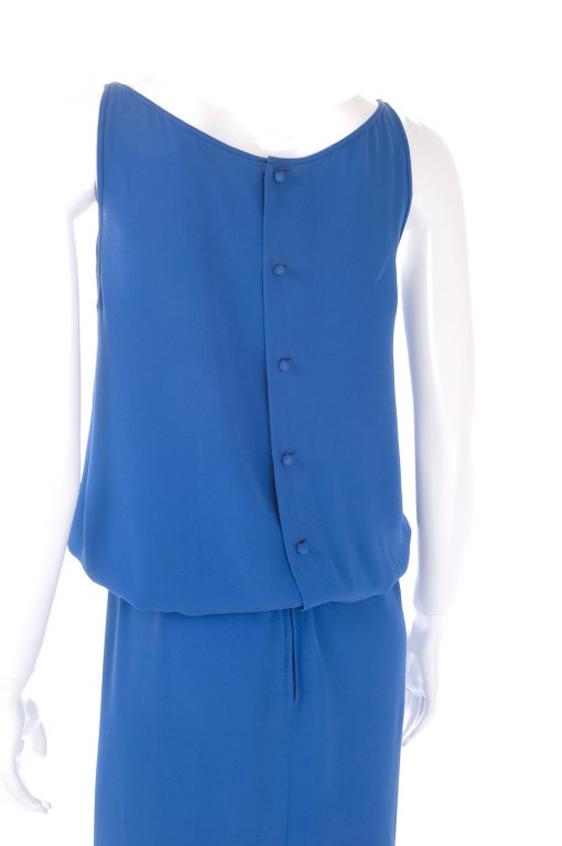 1983 Vintage Galanos Royal Blue Silk Evening Dress For Sale 2
