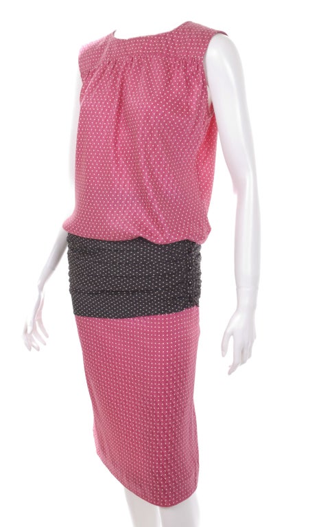 Pink 1980 Ungaro Silk Dress With Hip Belt For Sale