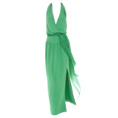 Vintage 1985 Galanos Green Silk Evening Dress
