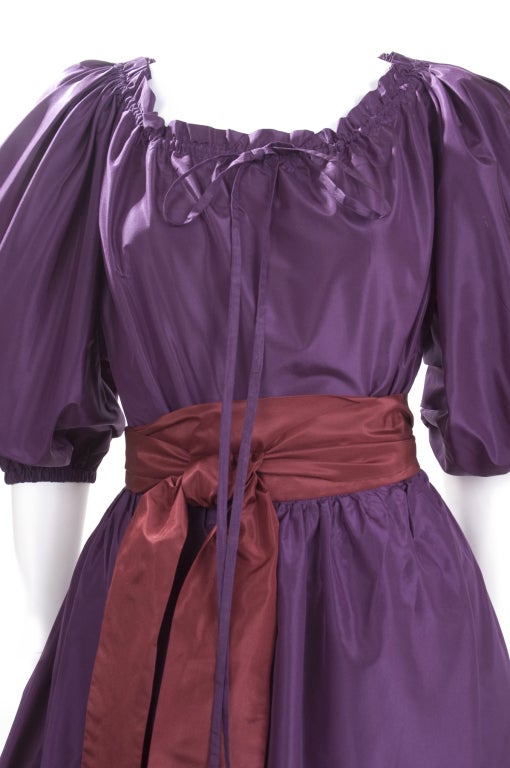 Purple Yves Saint Laurent Taffeta Blouse, Skirt and Cape For Sale