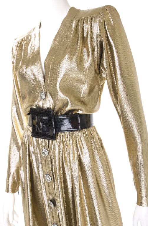 1986 Yves Saint Laurent Gold Lame Evening Dress In Excellent Condition In Hamburg, Deutschland