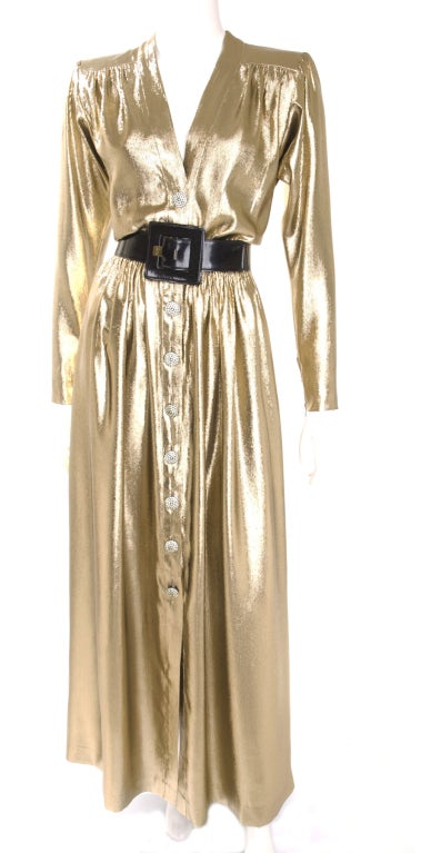 Women's 1986 Yves Saint Laurent Gold Lame Evening Dress