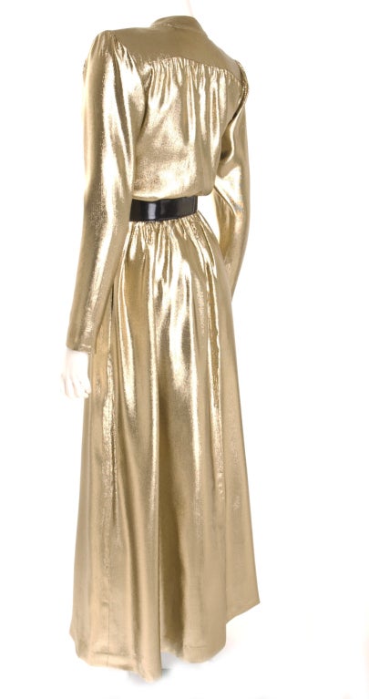 1986 Yves Saint Laurent Gold Lame Evening Dress 2