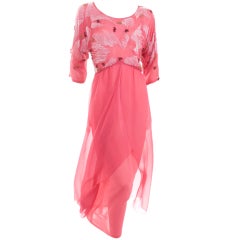 80's Torrente Couture Beaded Chiffon Dress 4
