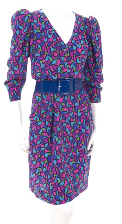 Women's 90's Yves Saint Laurent Silk Dress and Belt For Sale