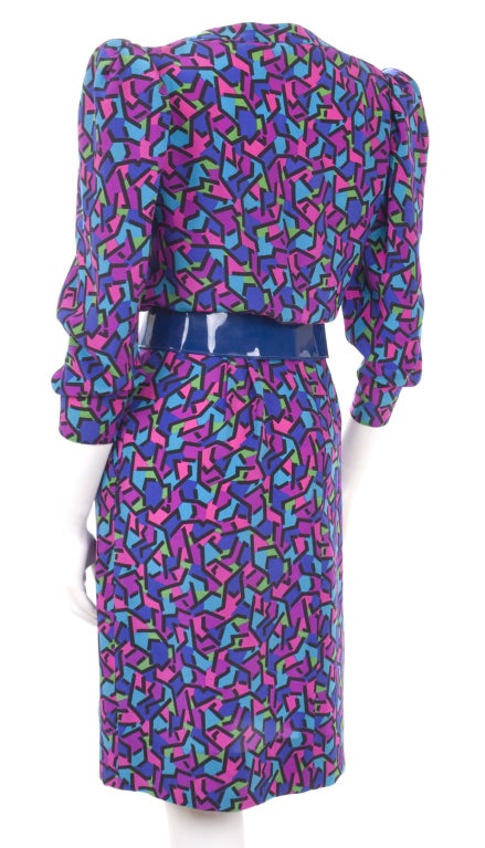 90's Yves Saint Laurent Silk Dress and Belt For Sale 2